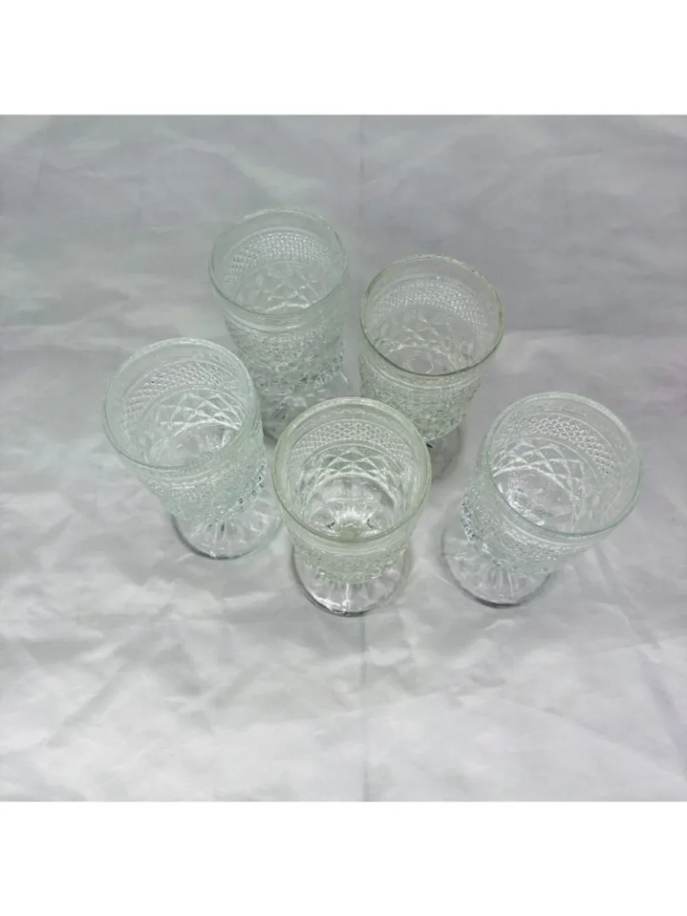 Anchor Hocking WEXFORD Clear Criss-Cross Design Claret Wine 6oz Glasses Set of 5